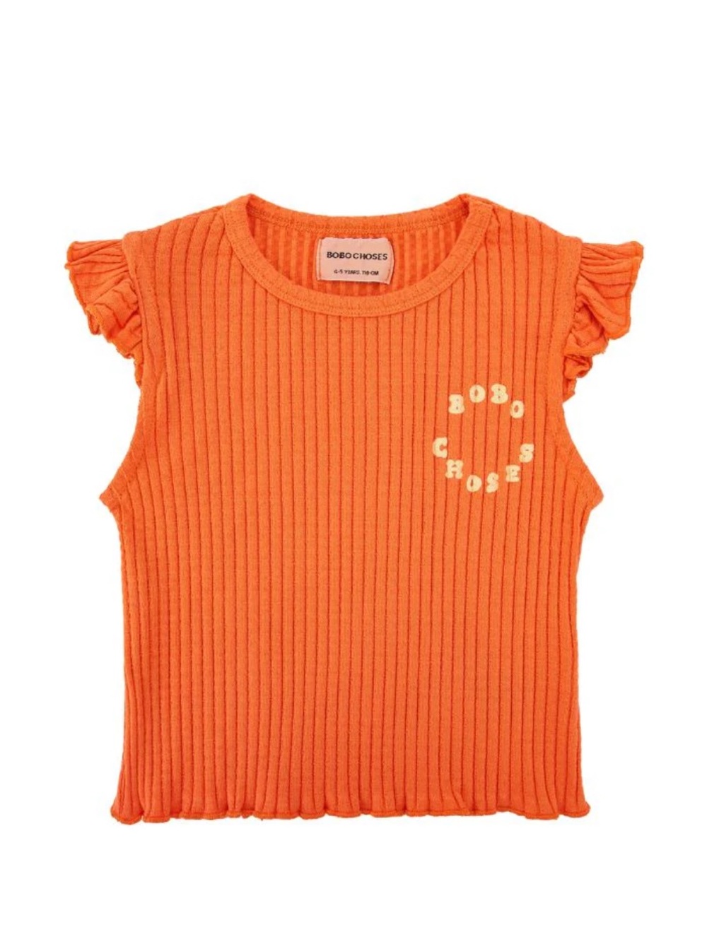 Bobo Choses Orange Ribbed Flutter-Sleeve Tank Top - Picture 2 of 5